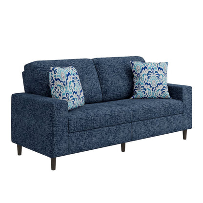 Small Space Sofa in Textured Navy Blue Chenille Fabric
