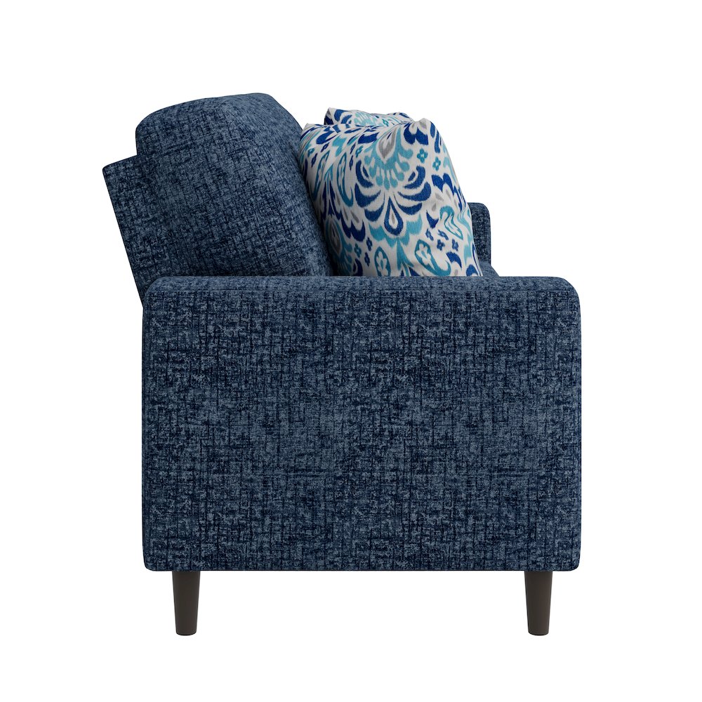 Small Space Sofa in Textured Navy Blue Chenille Fabric