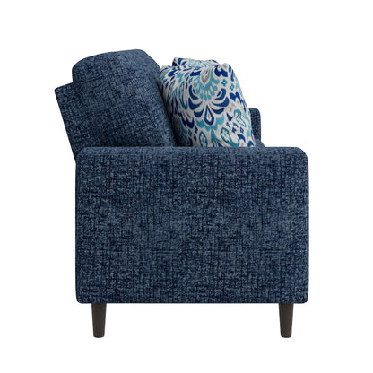 Small Space Sofa in Textured Navy Blue Chenille Fabric
