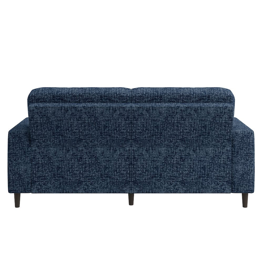 Small Space Sofa in Textured Navy Blue Chenille Fabric