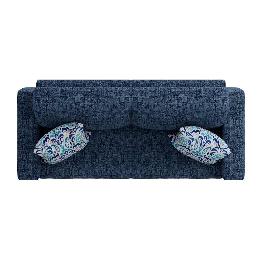 Small Space Sofa in Textured Navy Blue Chenille Fabric
