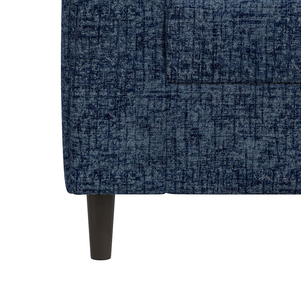 Small Space Sofa in Textured Navy Blue Chenille Fabric