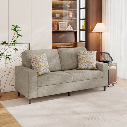 Small Space Sofa in Textured Taupe Chenille Fabric