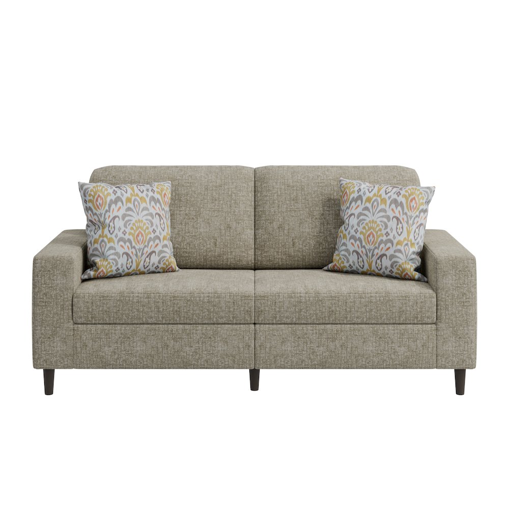 Small Space Sofa in Textured Taupe Chenille Fabric