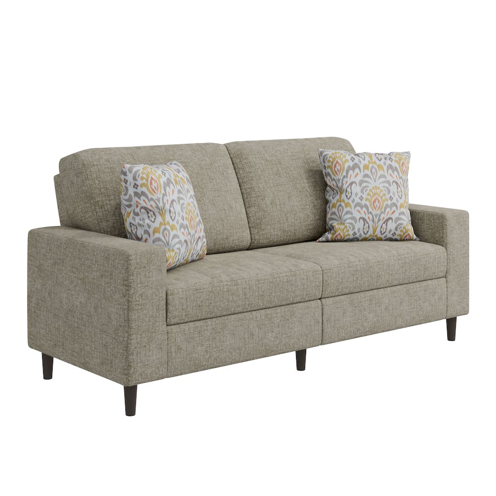 Small Space Sofa in Textured Taupe Chenille Fabric
