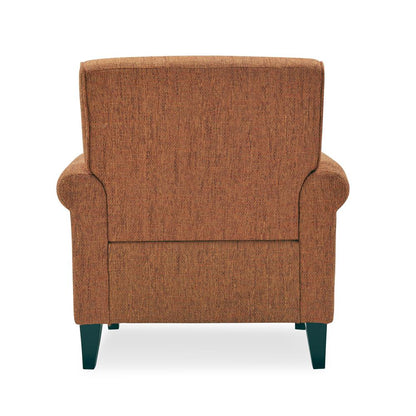 Traditional Armchair with Nailheads in Orange Tweed