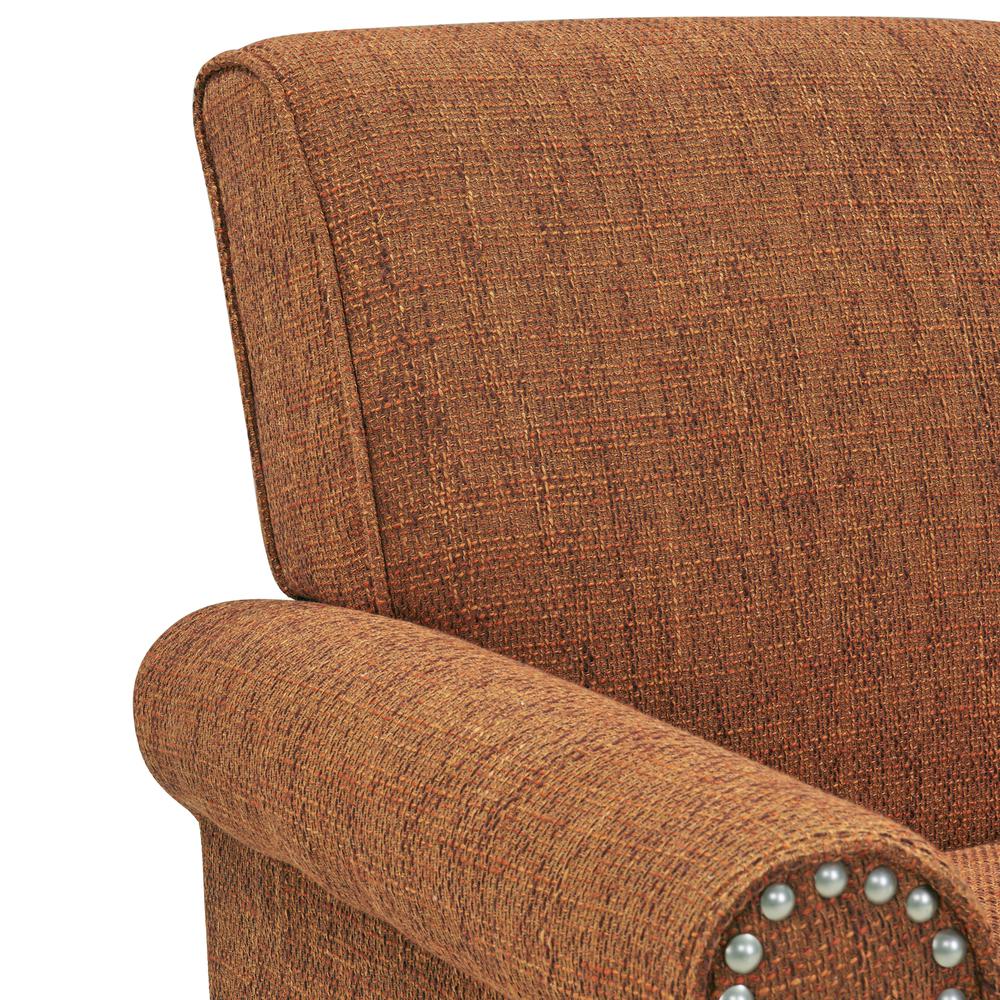 Traditional Armchair with Nailheads in Orange Tweed