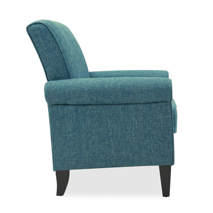 Traditional Armchair with Nailheads in Blue Tweed
