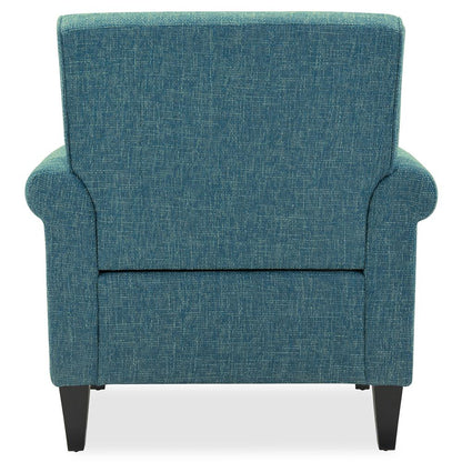 Traditional Armchair with Nailheads in Blue Tweed