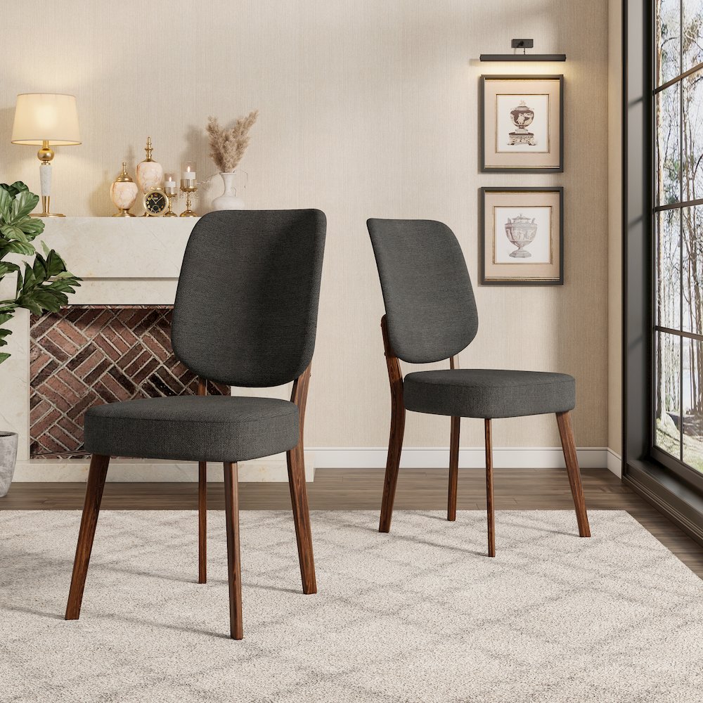 Upholstered Charcoal Gray Armless Dining Chairs (Set of 2)
