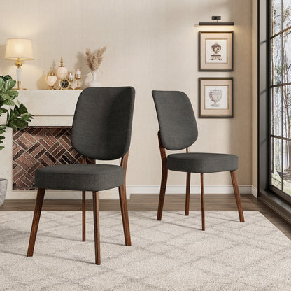 Upholstered Charcoal Gray Armless Dining Chairs (Set of 2)