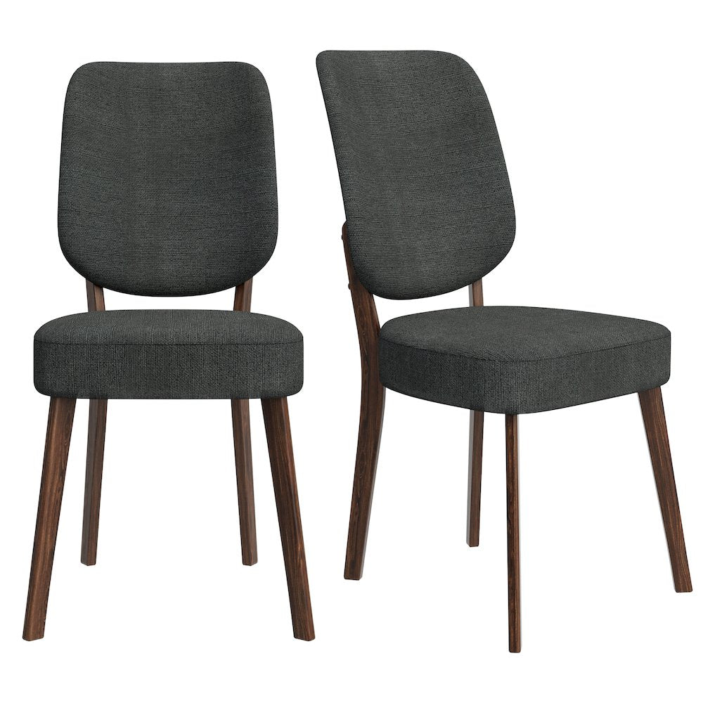 Upholstered Charcoal Gray Armless Dining Chairs (Set of 2)