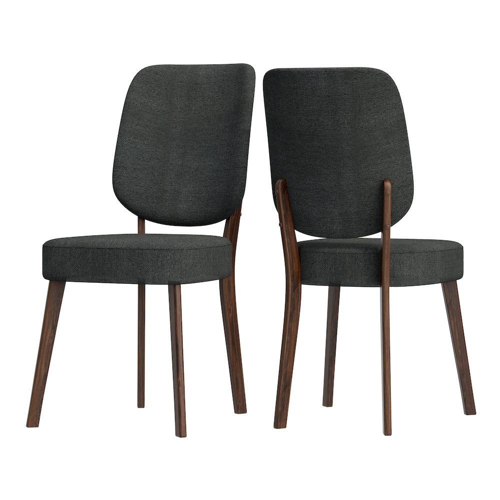 Upholstered Charcoal Gray Armless Dining Chairs (Set of 2)