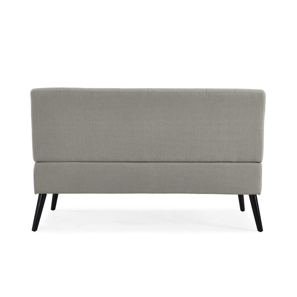Armless Loveseat in Dove Grey Linen with Espresso Legs