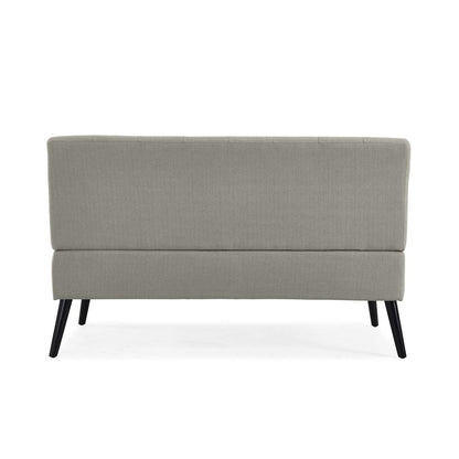 Armless Loveseat in Dove Grey Linen with Espresso Legs