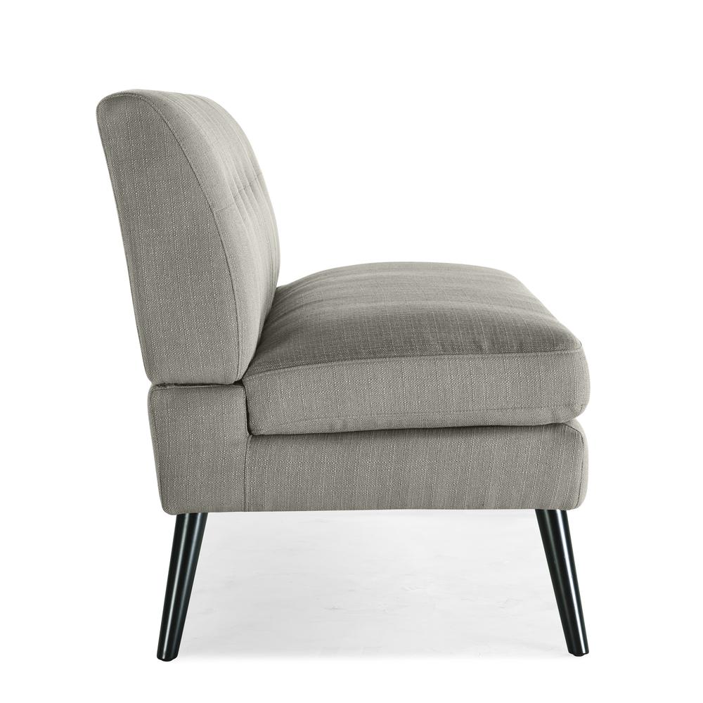 Armless Loveseat in Dove Grey Linen with Espresso Legs