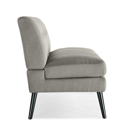 Armless Loveseat in Dove Grey Linen with Espresso Legs