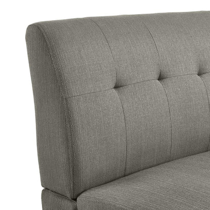 Armless Loveseat in Dove Grey Linen with Espresso Legs