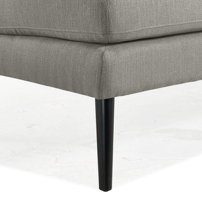 Armless Loveseat in Dove Grey Linen with Espresso Legs