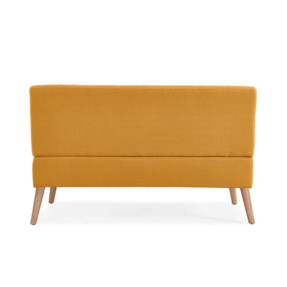 Armless Loveseat in Mustard Yellow Linen with Natural Legs