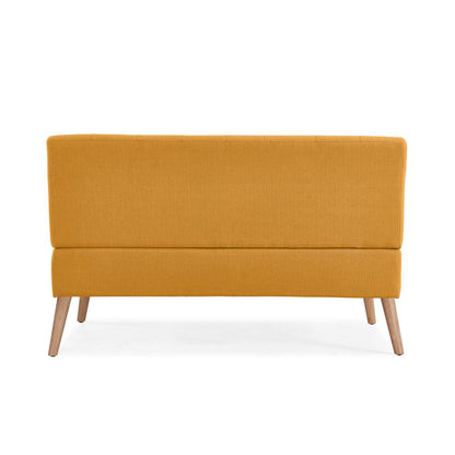 Armless Loveseat in Mustard Yellow Linen with Natural Legs