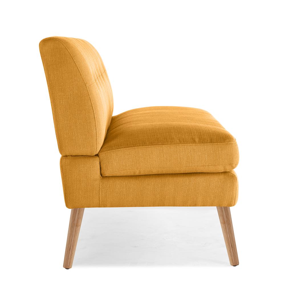Armless Loveseat in Mustard Yellow Linen with Natural Legs