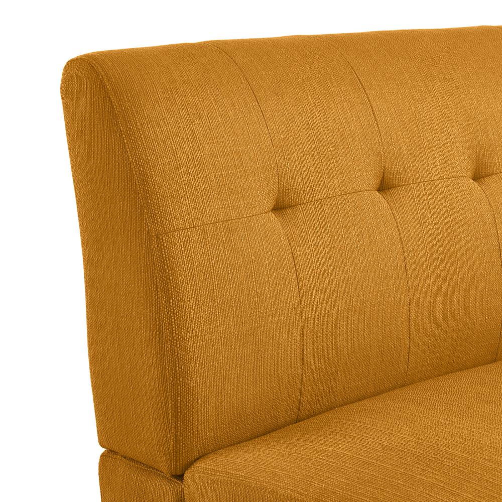 Armless Loveseat in Mustard Yellow Linen with Natural Legs