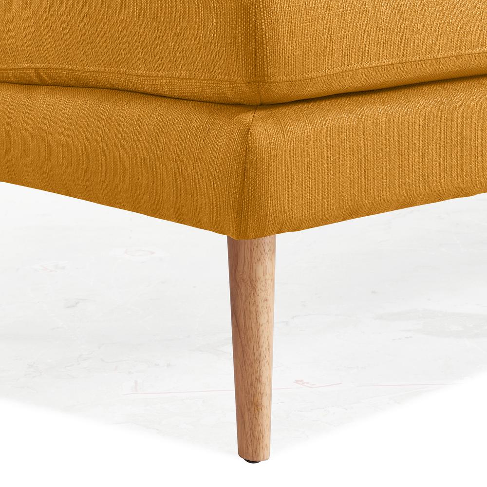 Armless Loveseat in Mustard Yellow Linen with Natural Legs