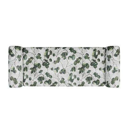 Rolled Arm Storage Ottoman in Green Floral Bonsai