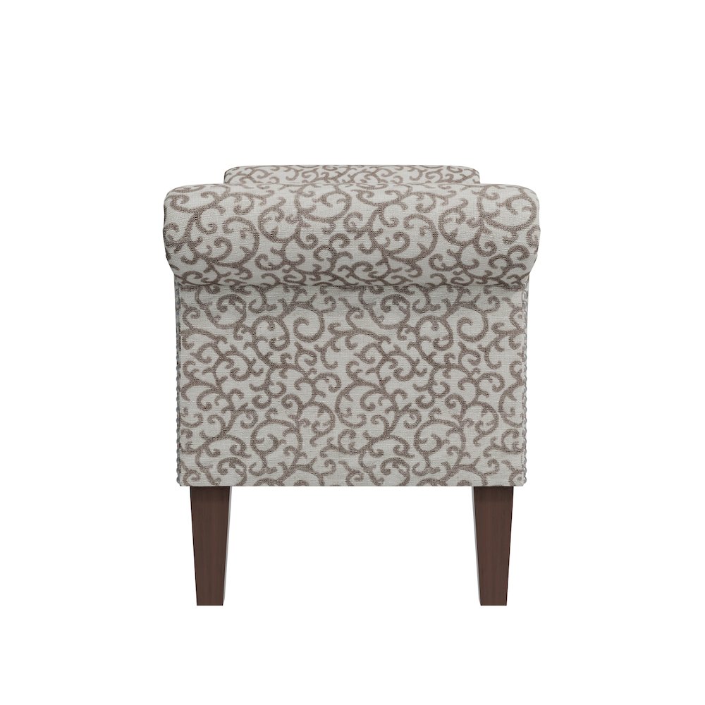 Rolled Arm Storage Ottoman in Tan Curly Vine