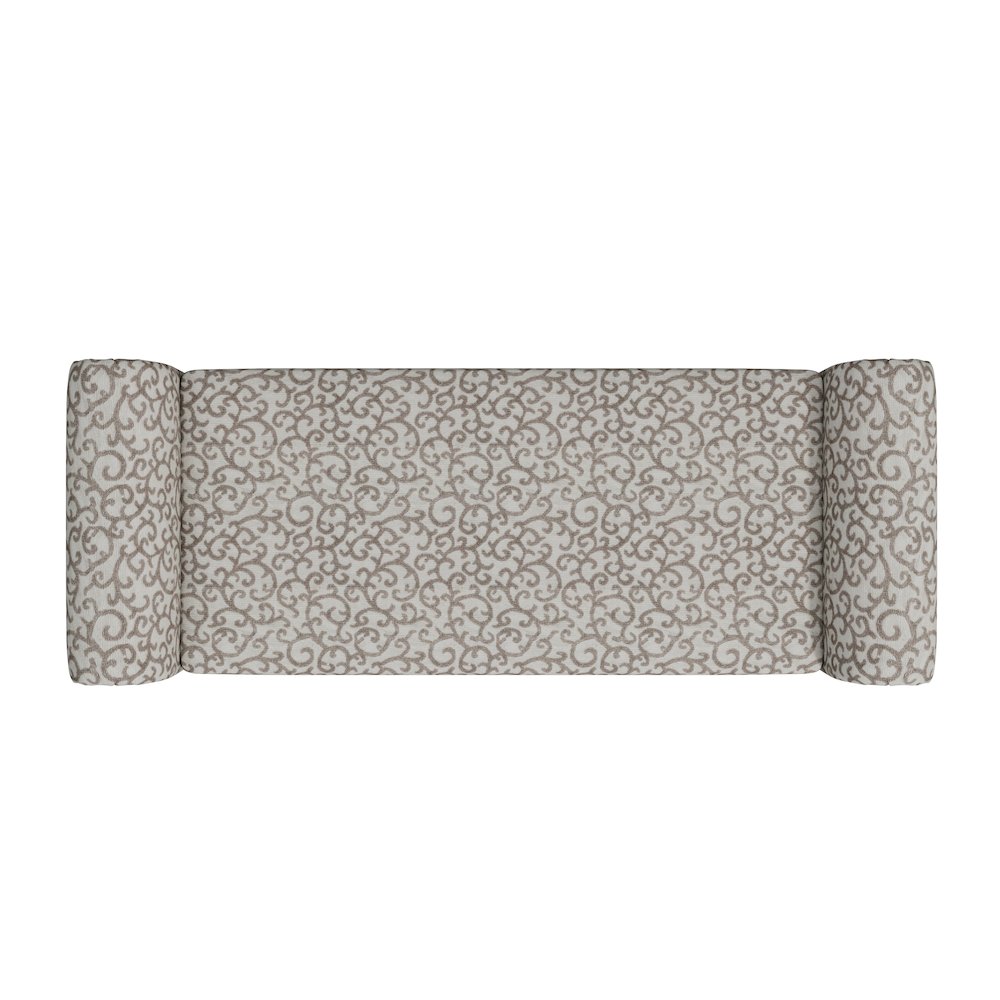 Rolled Arm Storage Ottoman in Tan Curly Vine