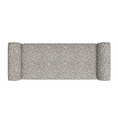 Rolled Arm Storage Ottoman in Tan Curly Vine