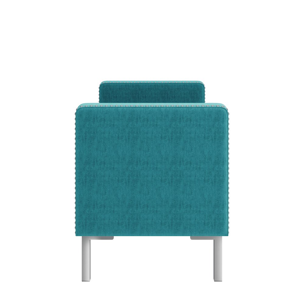 Square Arm Tufted Storage Ottoman in Sky Blue Velvet