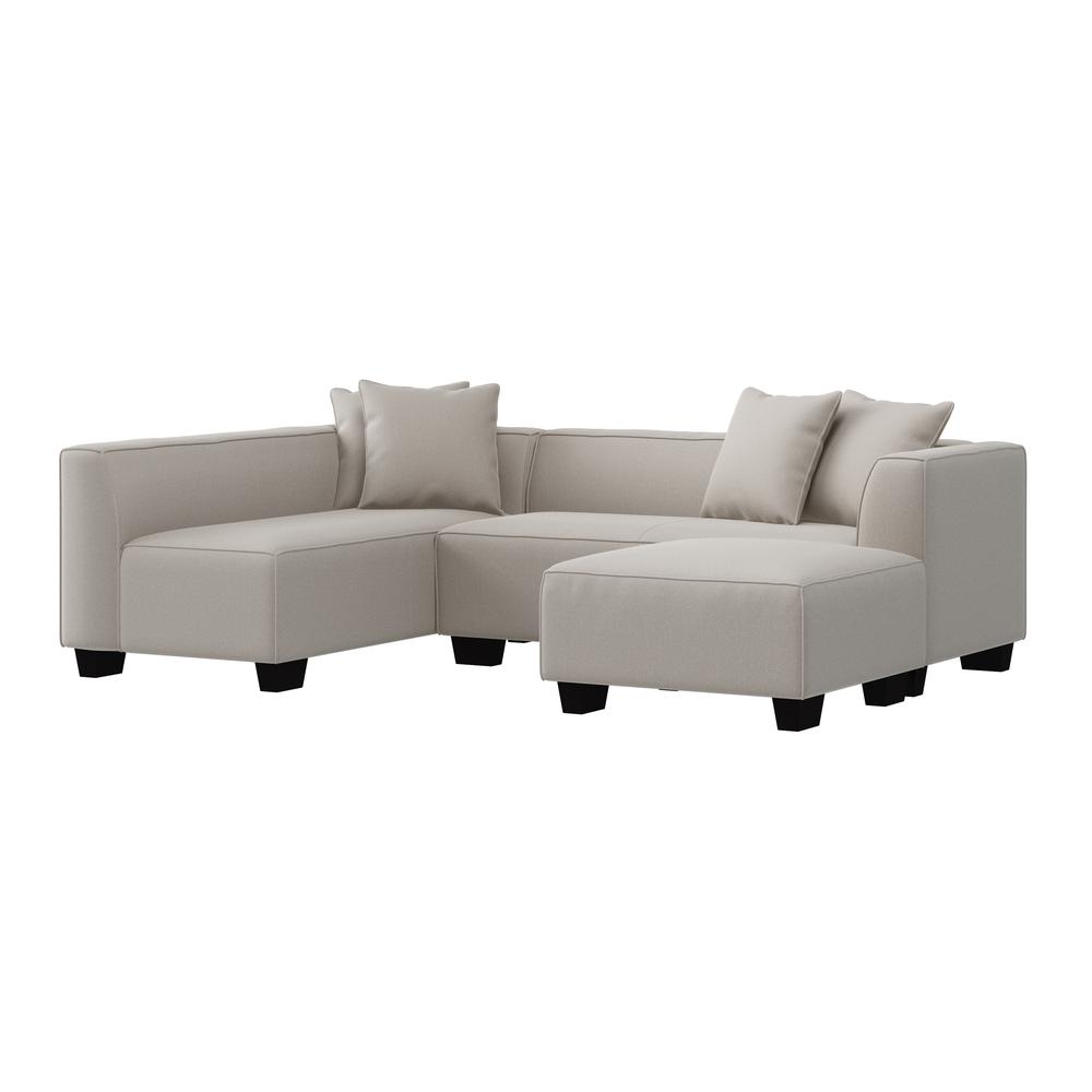 Right-hand Facing Sectional in Grey Velour with Ottoman