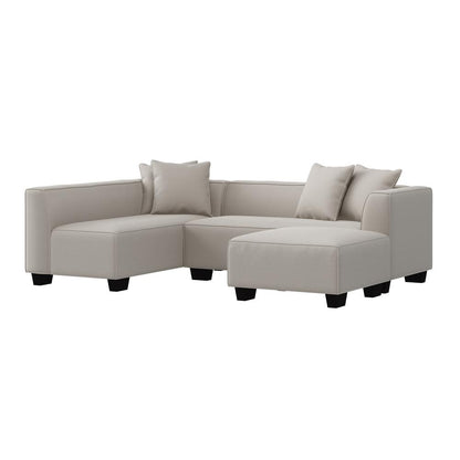 Right-hand Facing Sectional in Grey Velour with Ottoman