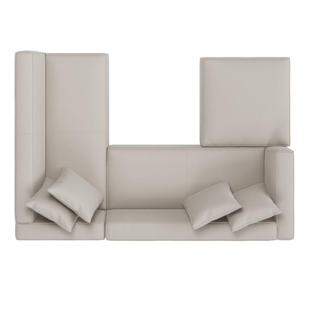 Right-hand Facing Sectional in Grey Velour with Ottoman