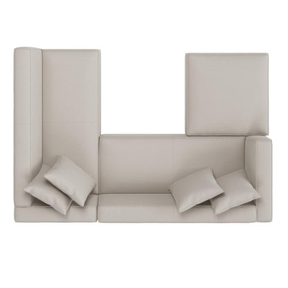 Right-hand Facing Sectional in Grey Velour with Ottoman