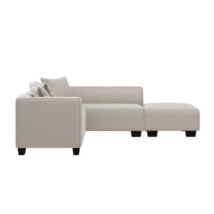 Right-hand Facing Sectional in Grey Velour with Ottoman