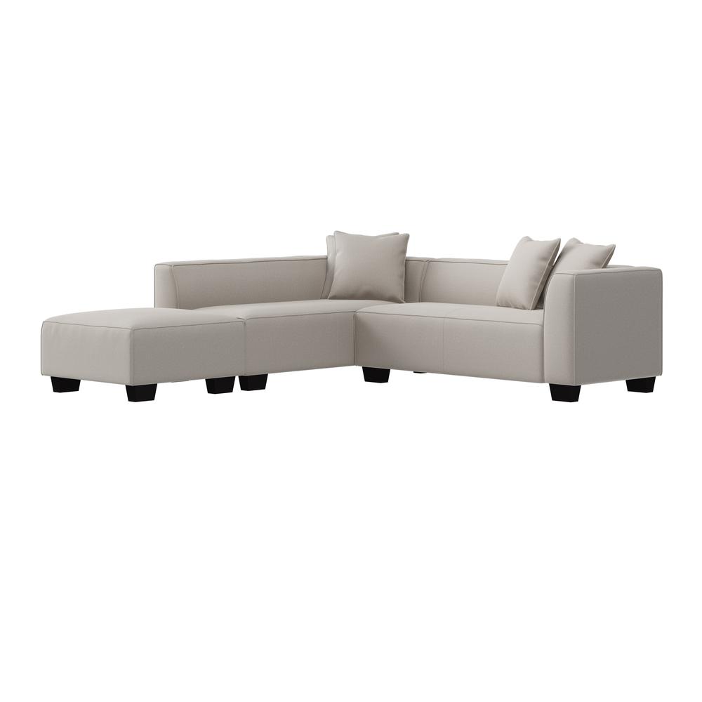 Right-hand Facing Sectional in Grey Velour with Ottoman