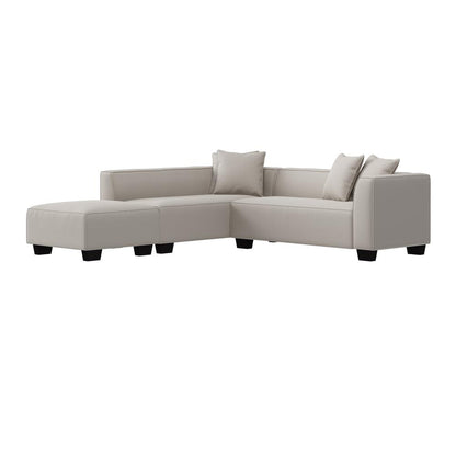 Right-hand Facing Sectional in Grey Velour with Ottoman