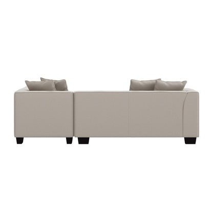 Right-hand Facing Sectional in Grey Velour with Ottoman