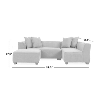 Right-hand Facing Sectional in Charcoal Velour with Ottoman