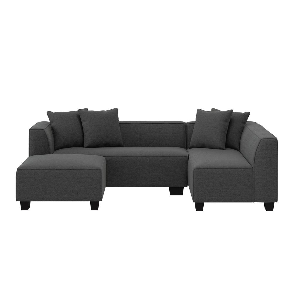 Right-hand Facing Sectional in Charcoal Velour with Ottoman