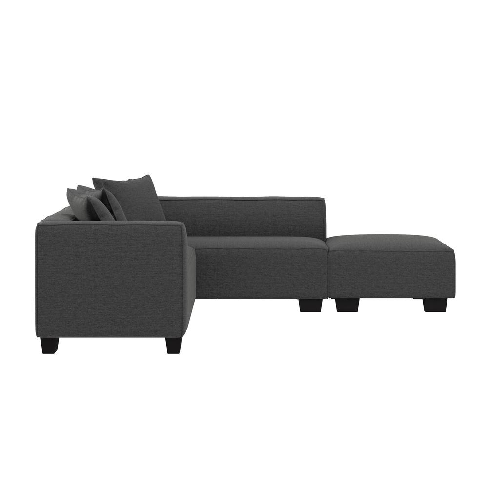 Right-hand Facing Sectional in Charcoal Velour with Ottoman