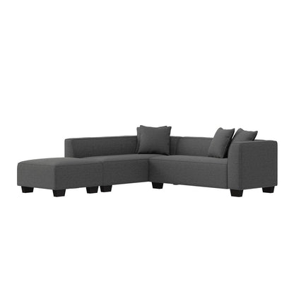 Right-hand Facing Sectional in Charcoal Velour with Ottoman