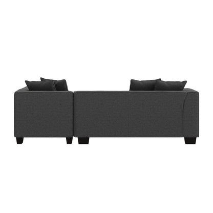 Right-hand Facing Sectional in Charcoal Velour with Ottoman
