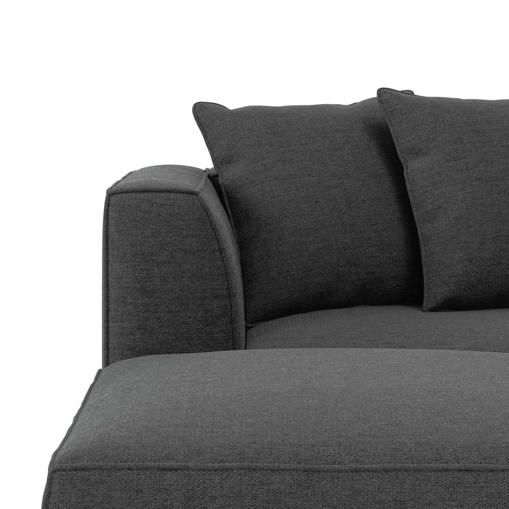 Right-hand Facing Sectional in Charcoal Velour with Ottoman