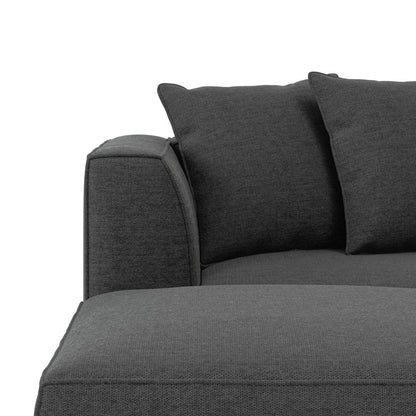 Right-hand Facing Sectional in Charcoal Velour with Ottoman
