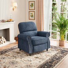 ProLounger Bustle-Back Pushback Recliner with Nailheads in Blue Chenille