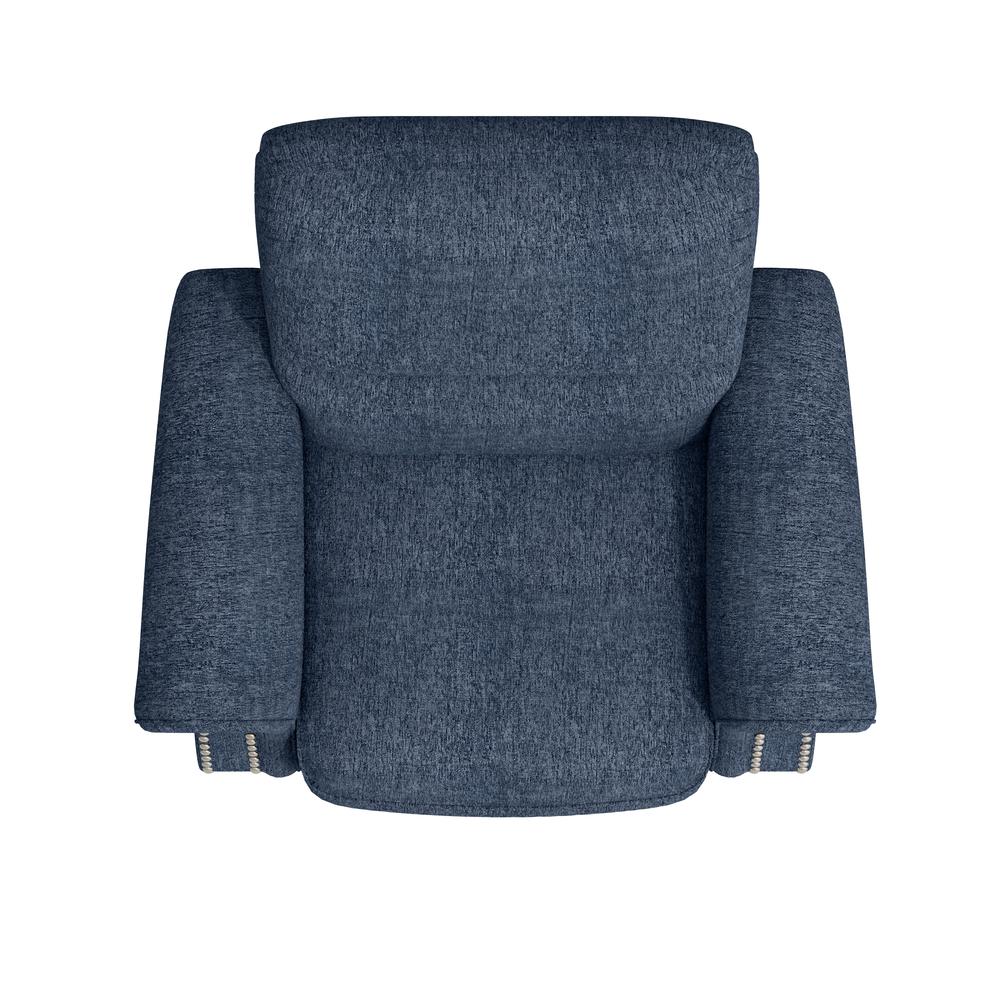 ProLounger Bustle-Back Pushback Recliner with Nailheads in Blue Chenille